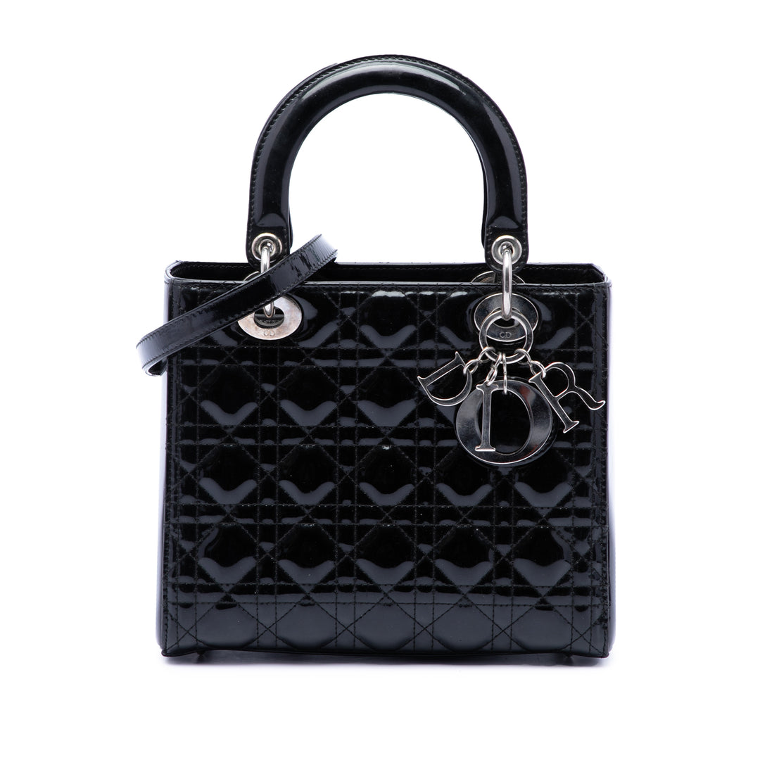 Dior Medium Cuir verni Cannage Lady Dior