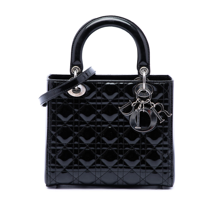 Dior Medium Cuir verni Cannage Lady Dior