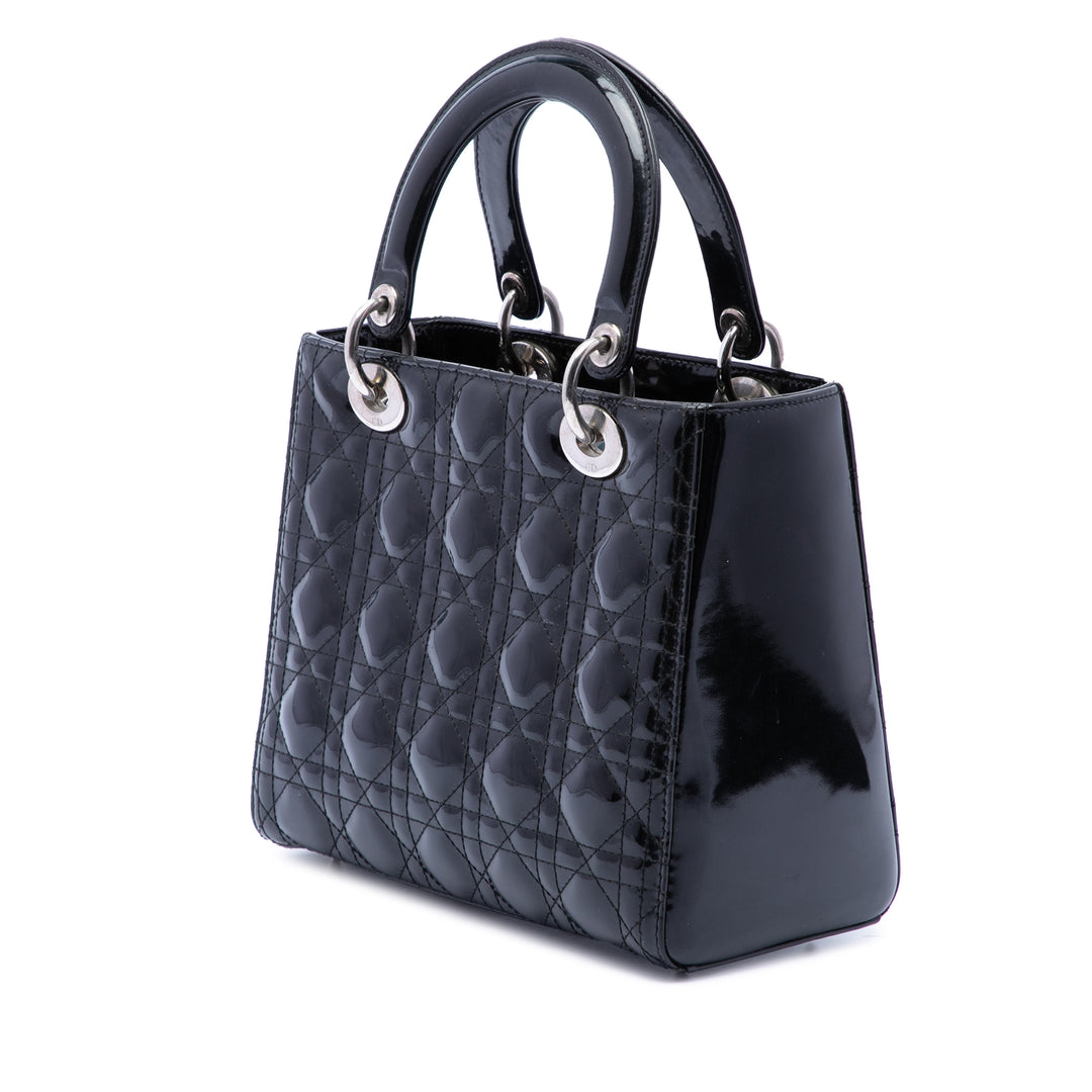 Dior Medium Cuir verni Cannage Lady Dior