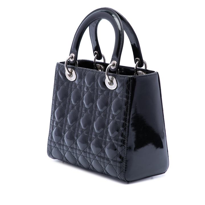 Dior Medium Cuir verni Cannage Lady Dior