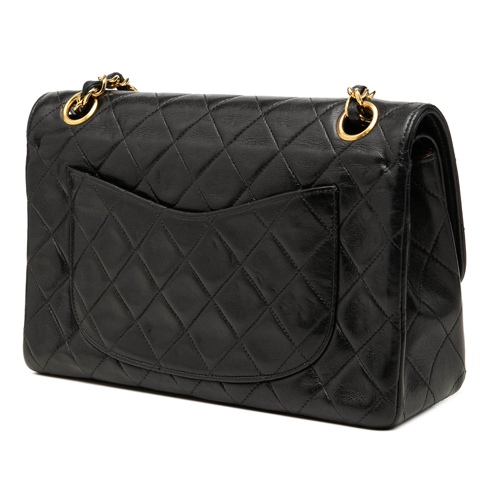 Chanel Sac porté épaule CC Matelassé Double rabat Petit Cuir d'agneau Noir – vue 2 – GABY PARIS