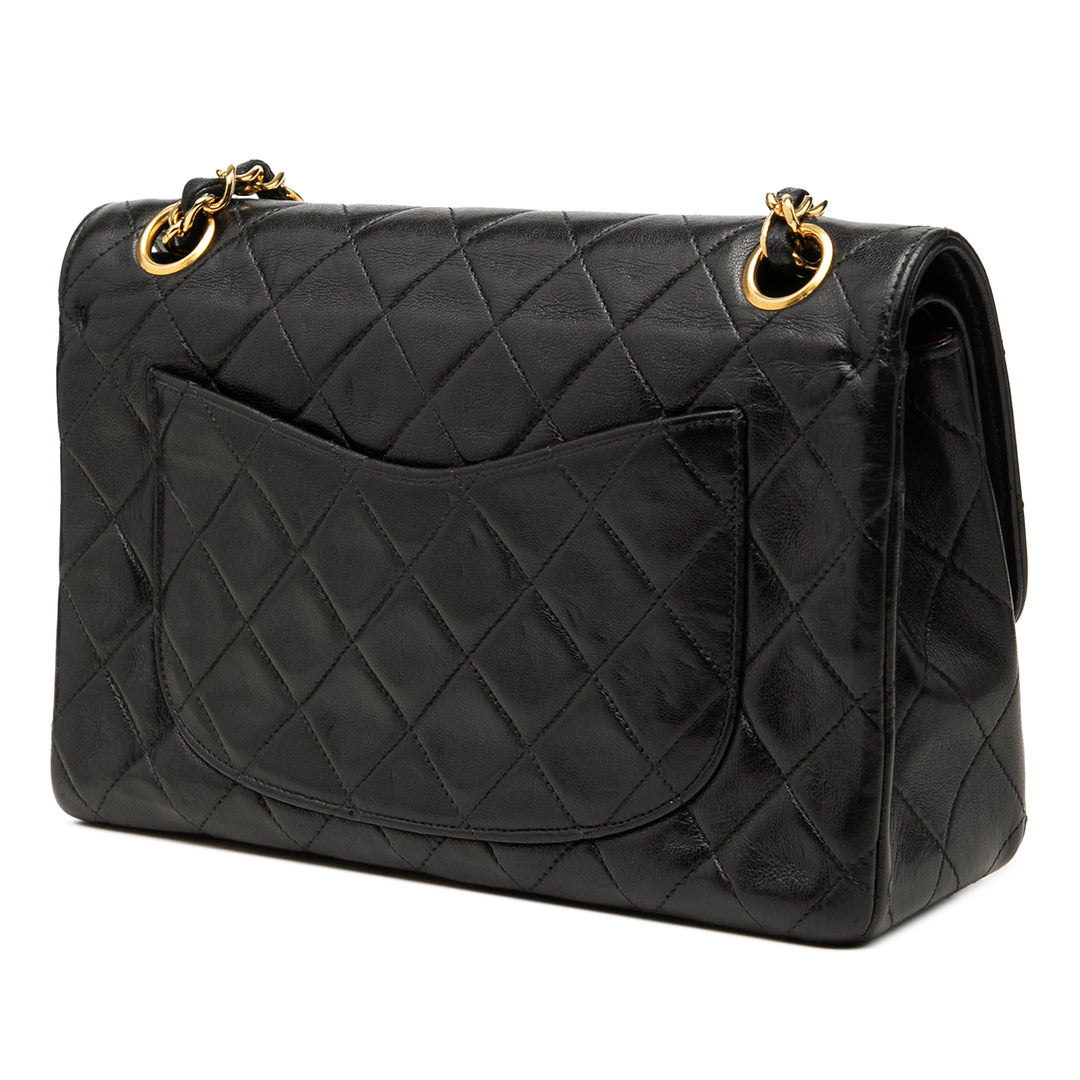 Chanel Sac porté épaule CC Matelassé Double rabat Petit Cuir d'agneau Noir – vue 2 – GABY PARIS