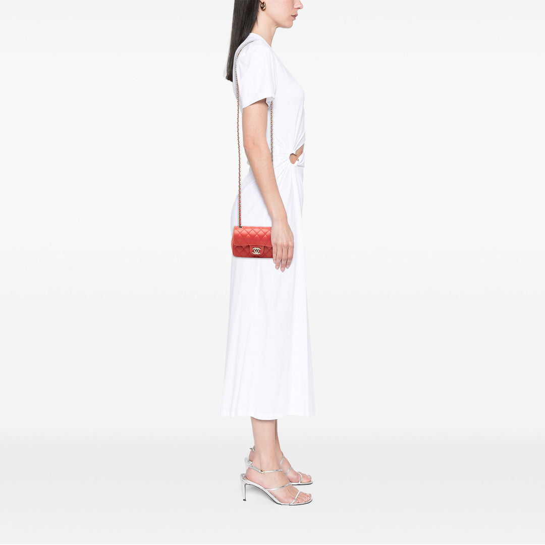 Chanel Sac bandoulière Classic Rectangulaire Rabat simple Extra Mini Cuir d'agneau Rouge – vue 6 – GABY PARIS