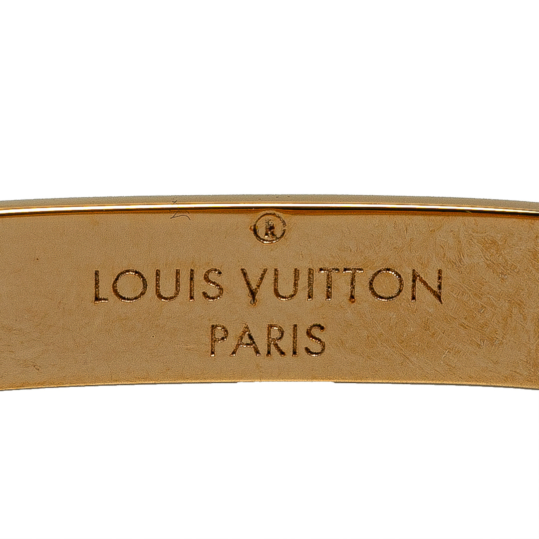 Louis Vuitton Gold Plated Nanogram Hoop Earrings Gold - GABY PARIS