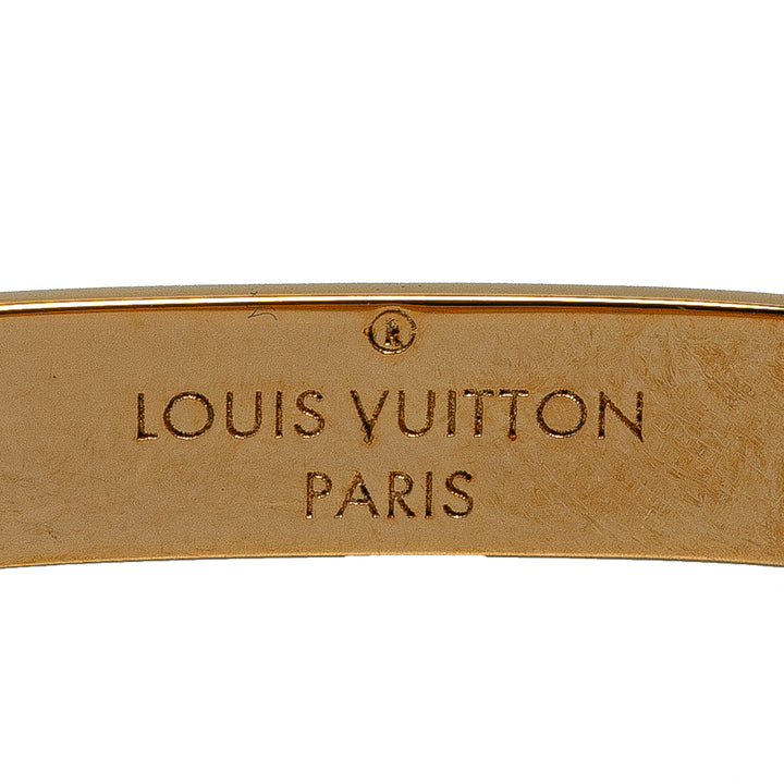 Louis Vuitton Gold Plated Nanogram Hoop Earrings Gold - GABY PARIS