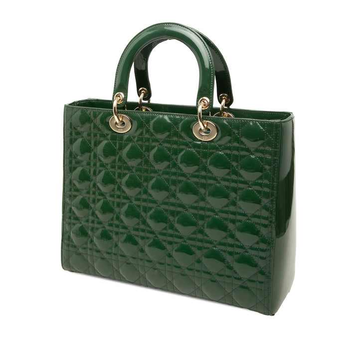 Dior Sac à main Lady Dior Cannage Grand Vert – vue 2 – GABY PARIS