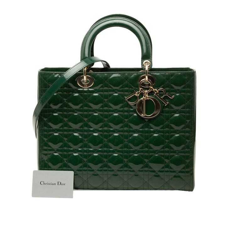 Dior Sac à main Lady Dior Cannage Grand Vert – vue 7 – GABY PARIS
