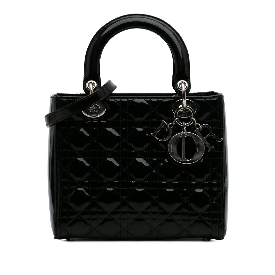 Medium Patent Cannage Lady Dior Black - Gaby Paris