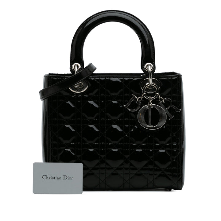 Medium Patent Cannage Lady Dior Black - Gaby Paris