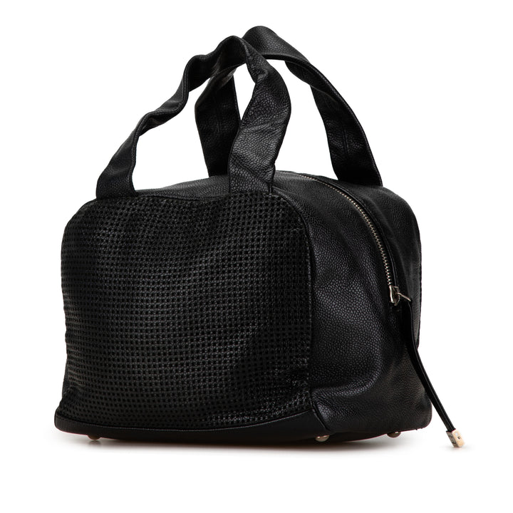 CC Perforated Caviar Bowler Bag Black - Gaby Paris