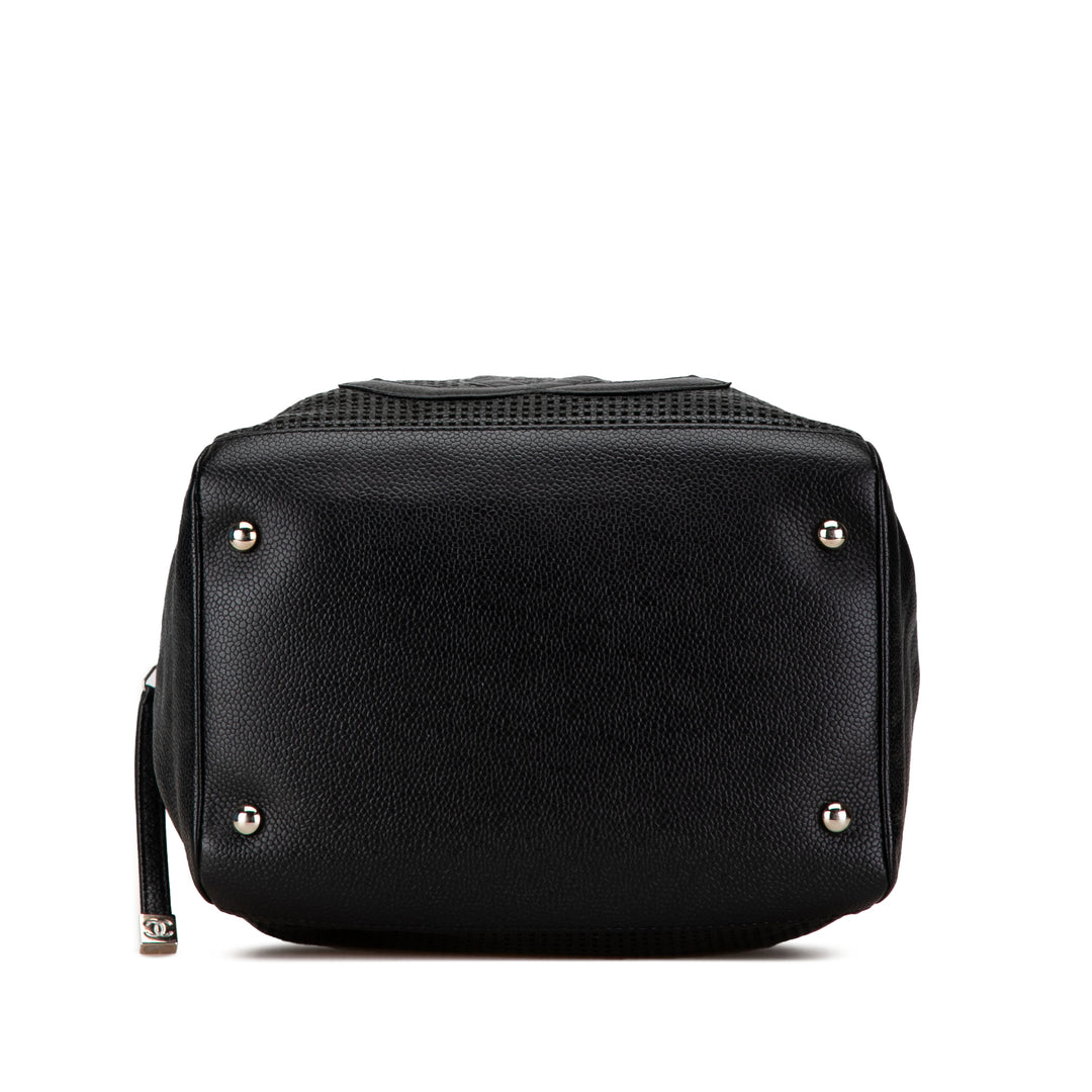 CC Perforated Caviar Bowler Bag Black - Gaby Paris