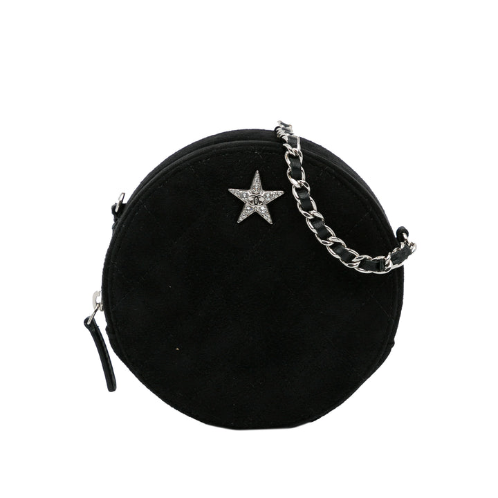 Chanel Suede Cocostellar Round Clutch on Chain Black - GABY PARIS