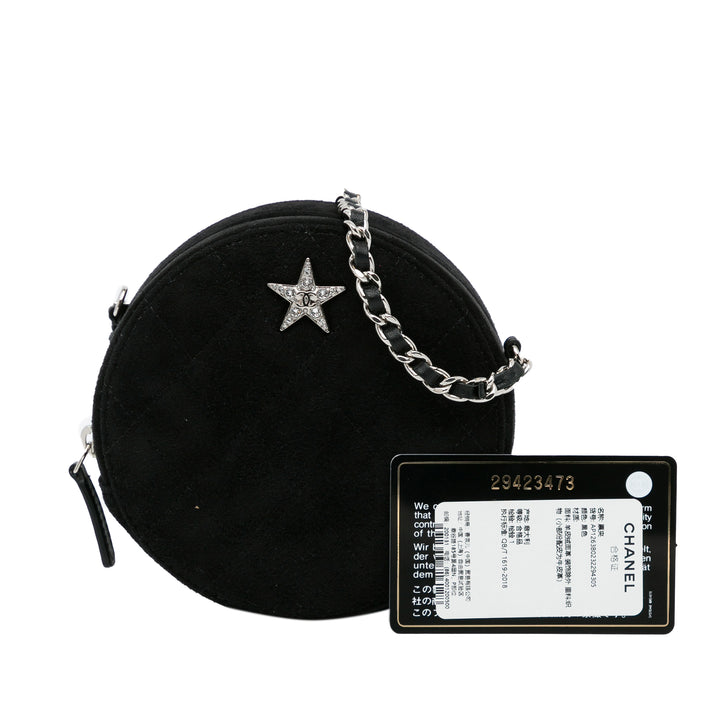 Chanel Suede Cocostellar Round Clutch on Chain Black - GABY PARIS