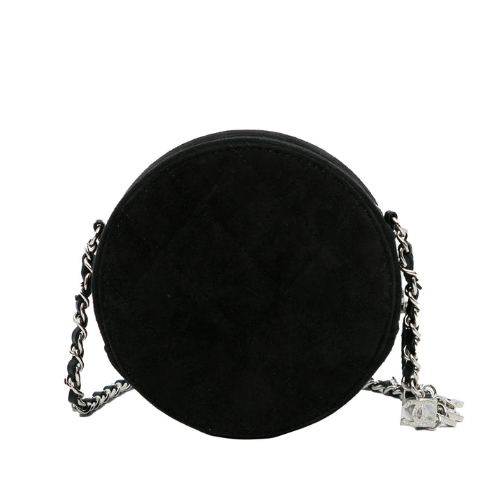 Chanel Suede Cocostellar Round Clutch on Chain Black - GABY PARIS