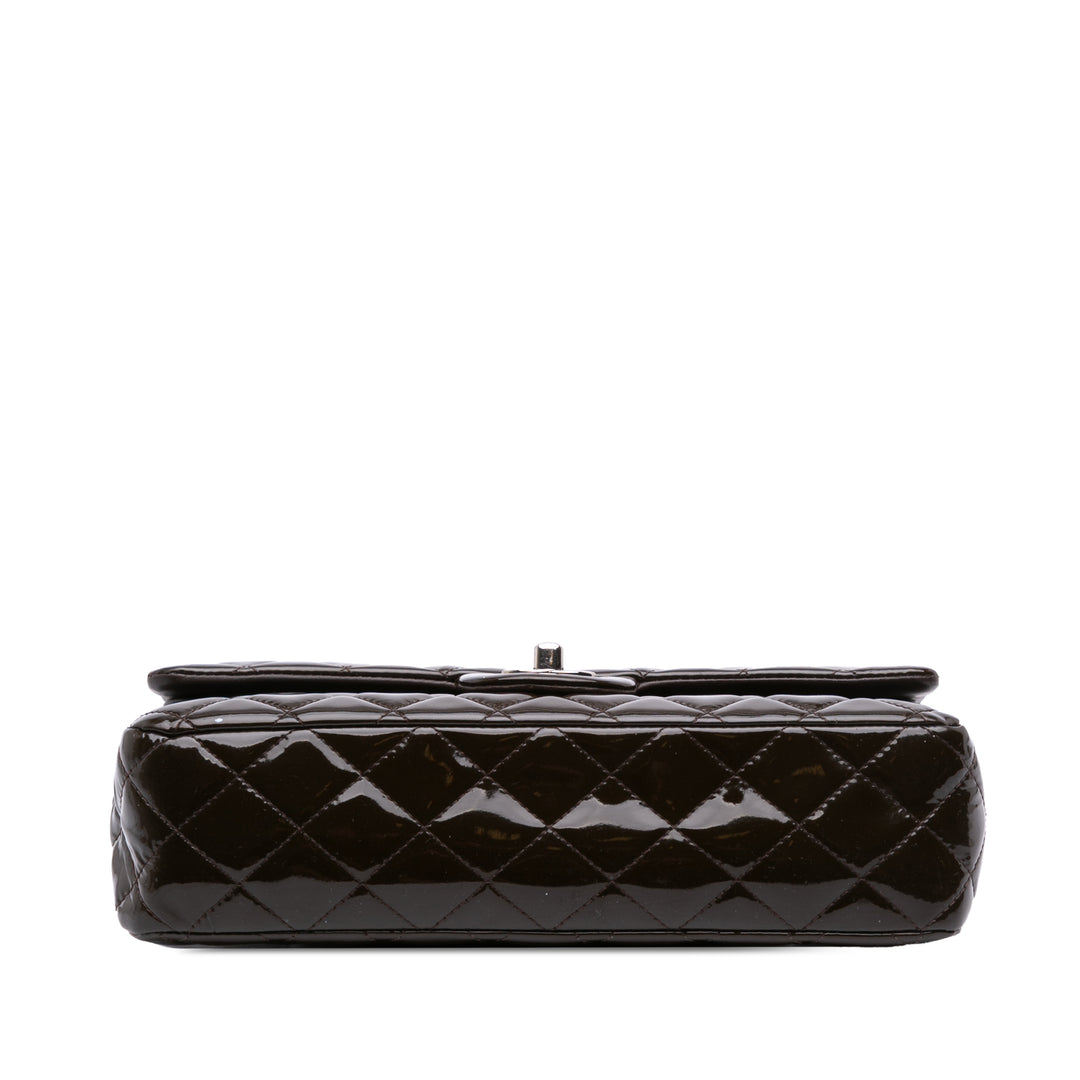 Chanel Medium Classic Cuir verni Double rabat Marron – GABY PARIS Authentique
