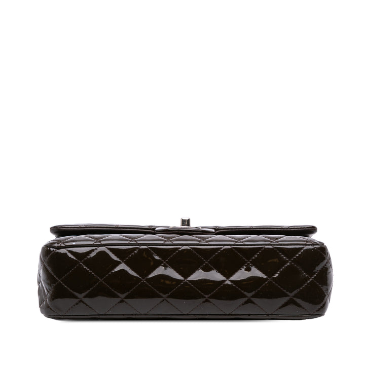 Chanel Medium Classic Cuir verni Double rabat Marron – GABY PARIS Authentique