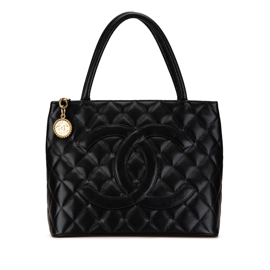 Caviar Medallion Tote Black - Gaby Paris