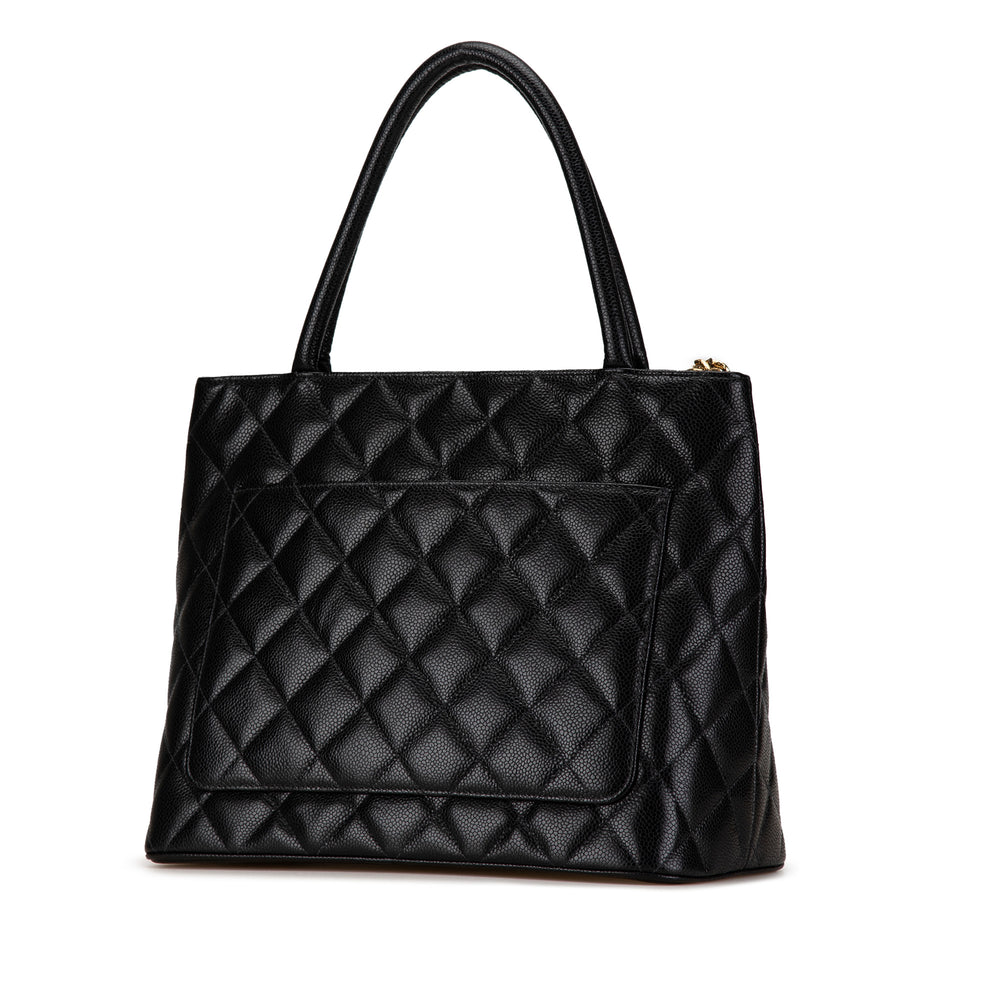 Caviar Medallion Tote Black - Gaby Paris