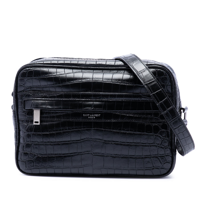 Saint Laurent Crocodile embossé Cuir Camp Sac caméra