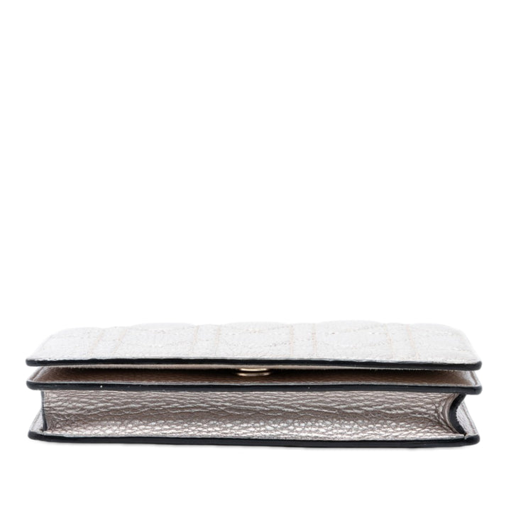 Dior Metallic Cuir d’agneau Cannage Lady Dior Wallet on Chain