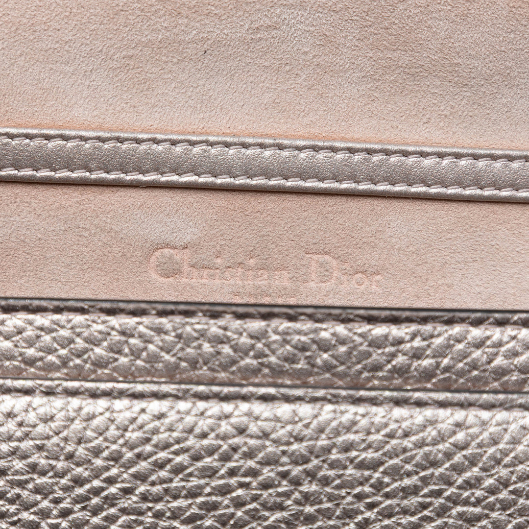 Dior Metallic Cuir d’agneau Cannage Lady Dior Wallet on Chain