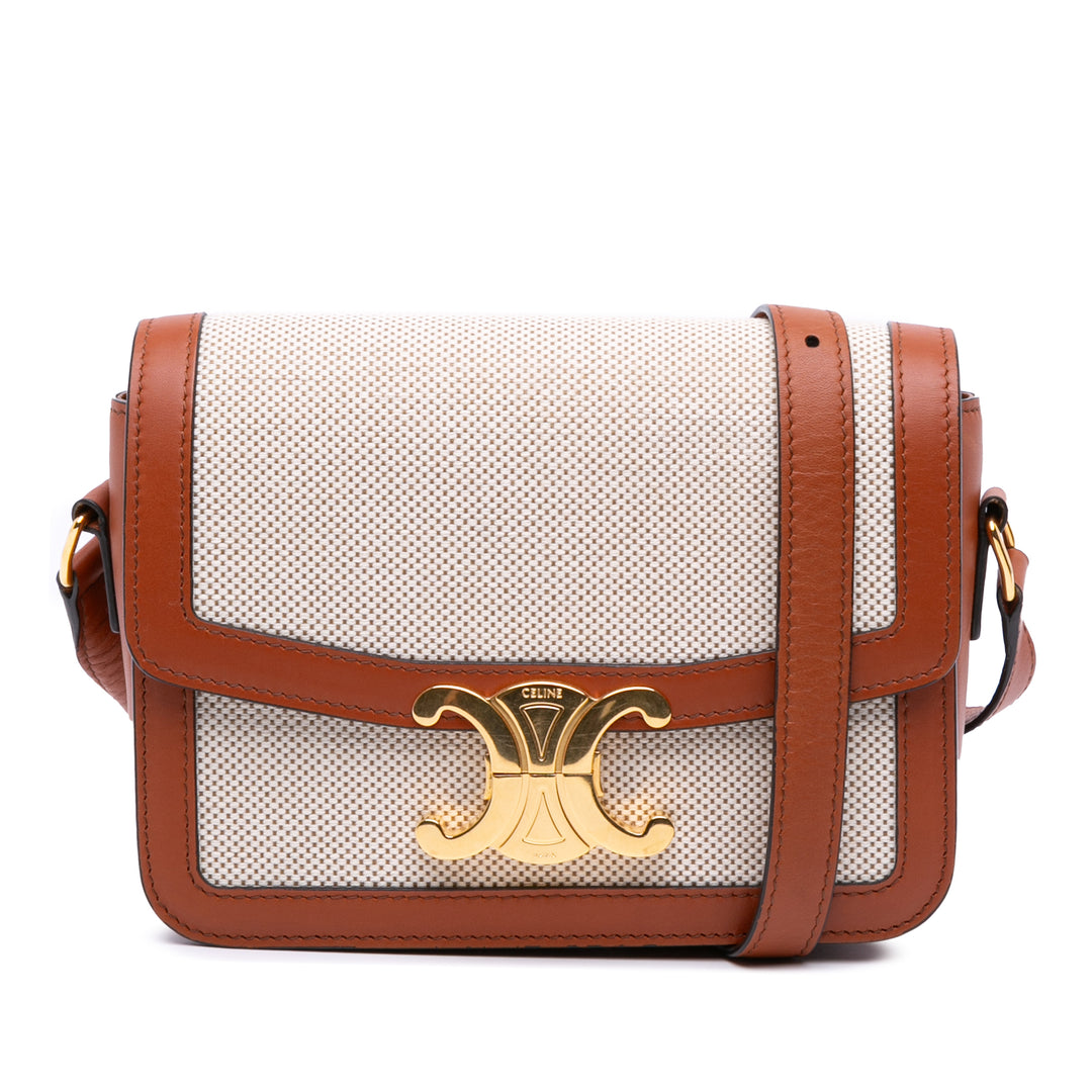 Celine Teen Toile and Cuir de veau Triomphe Sac porté croisé Marron – GABY PARIS Authentique