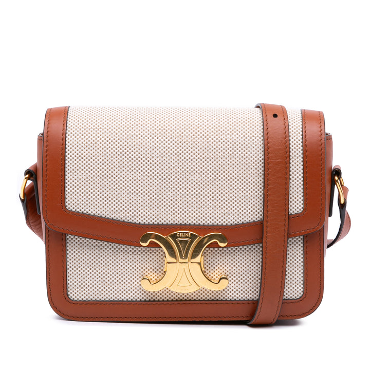 Celine Teen Toile and Cuir de veau Triomphe Sac porté croisé Marron – GABY PARIS Authentique