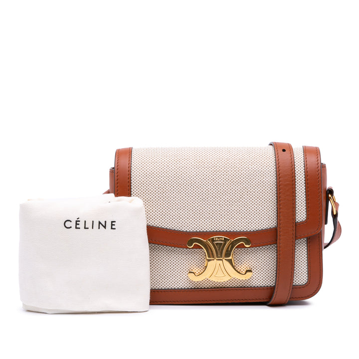 Celine Teen Toile and Cuir de veau Triomphe Sac porté croisé Marron – GABY PARIS Authentique
