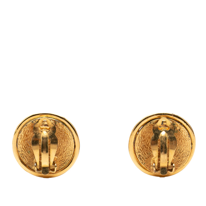 Chanel CC plaqué Button Clip On Boucles d’oreilles