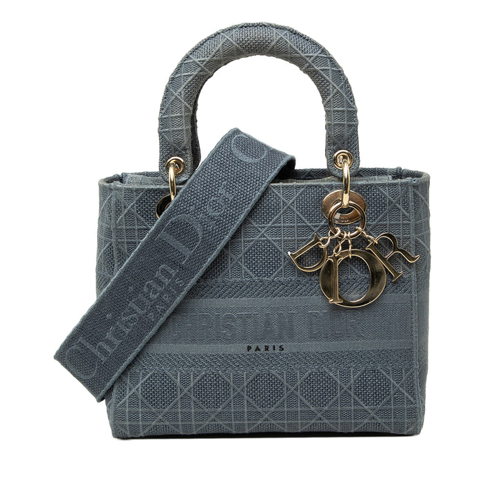 Lady D-Lite Cannage brodé Moyen Bleu