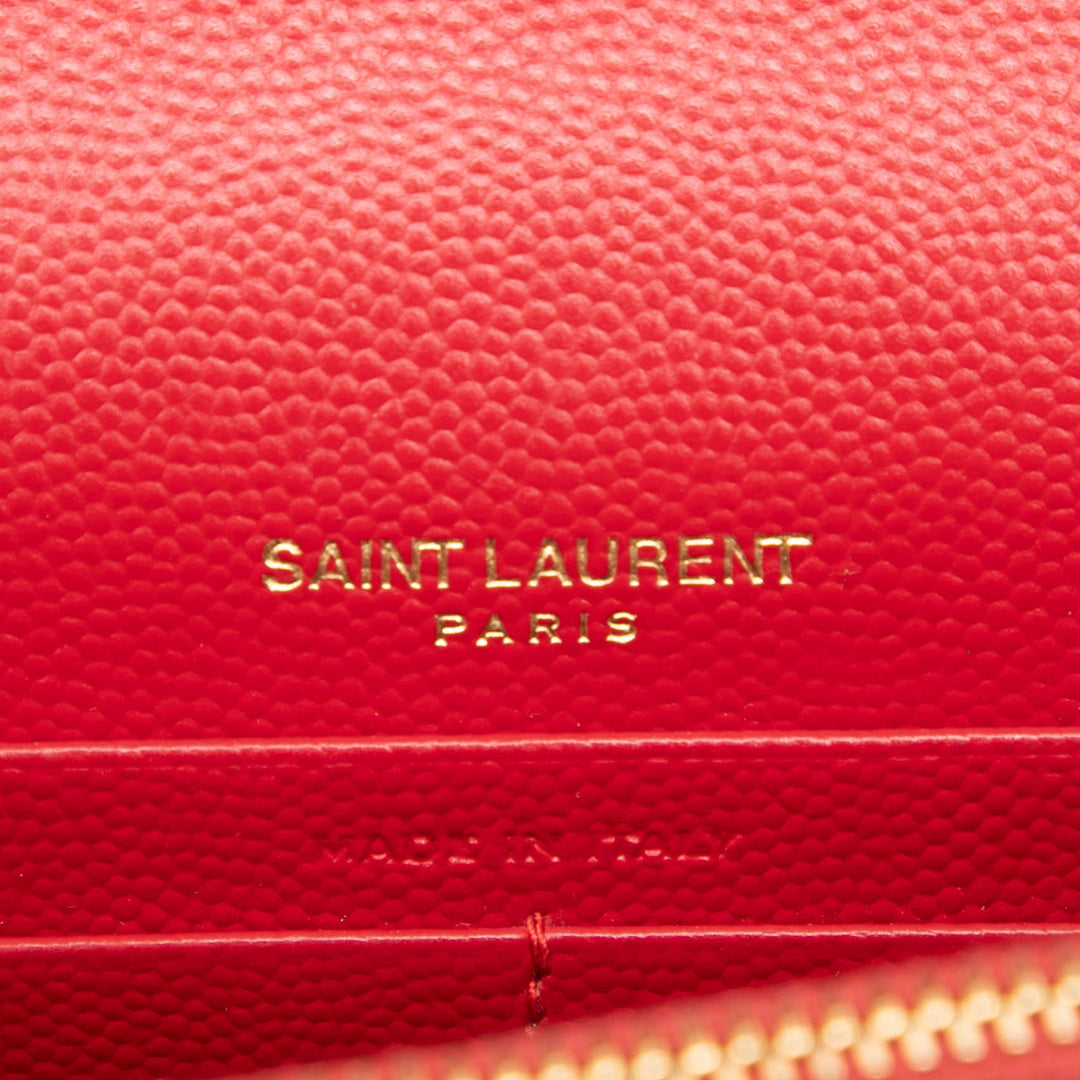 Saint Laurent Grain De Poudre Chevron Monogram Envelope Wallet on Chain