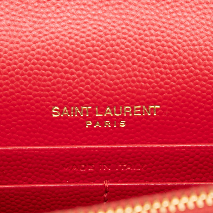 Saint Laurent Grain De Poudre Chevron Monogram Envelope Wallet on Chain