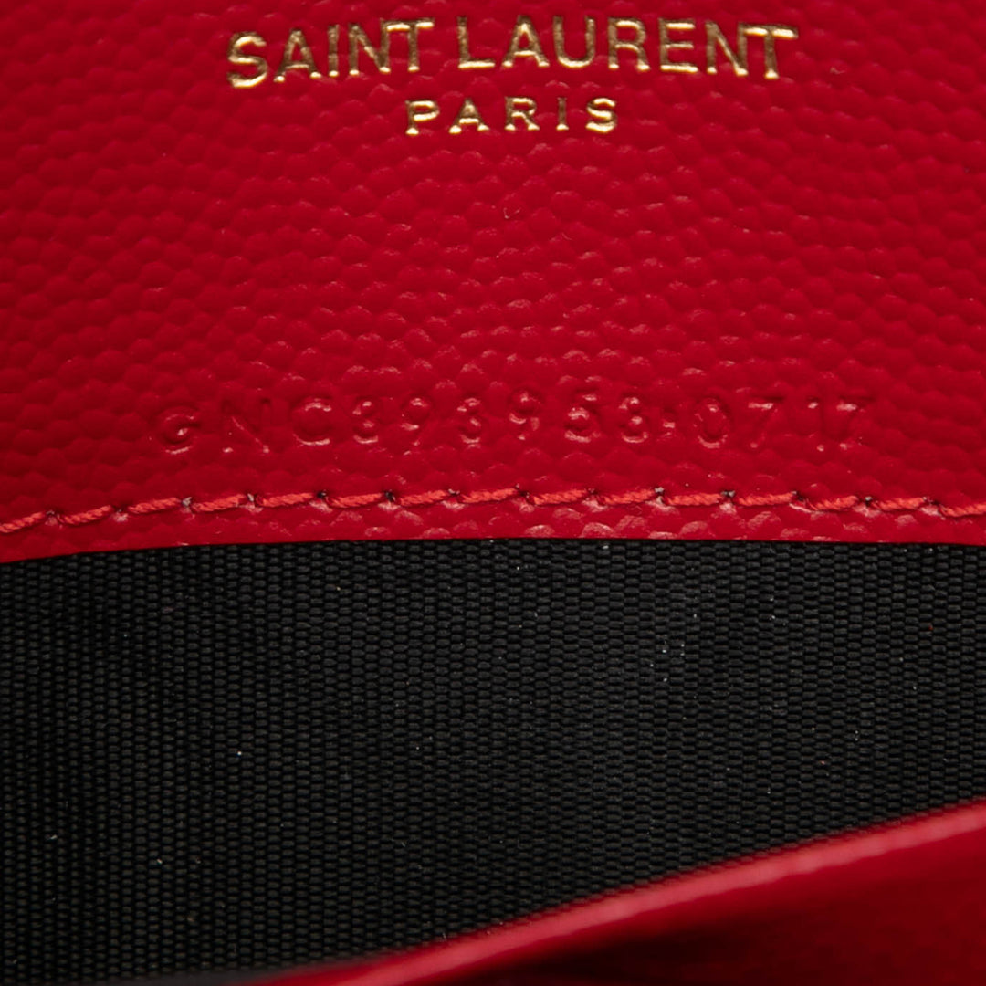 Saint Laurent Grain De Poudre Chevron Monogram Envelope Wallet on Chain