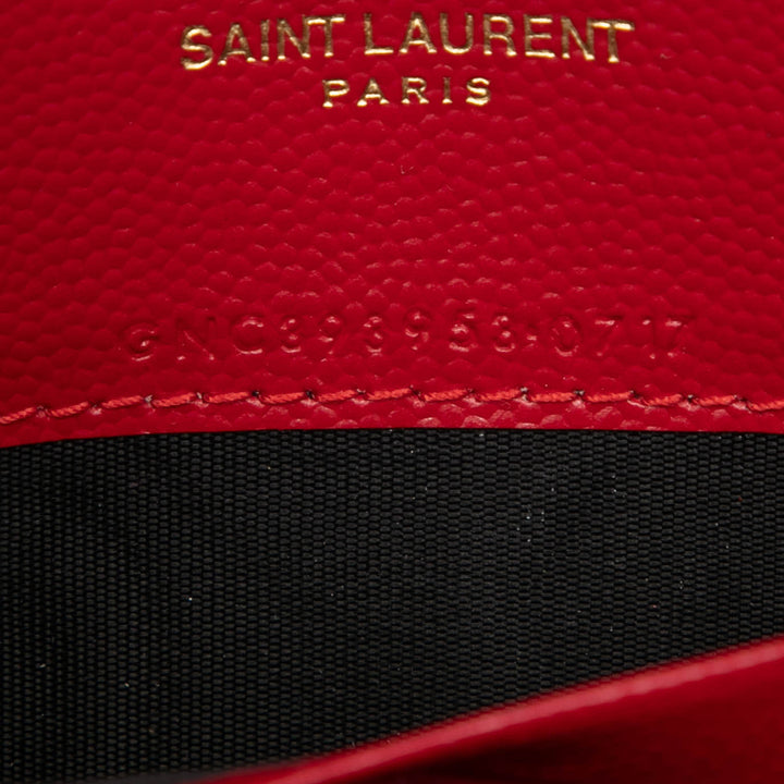 Saint Laurent Grain De Poudre Chevron Monogram Envelope Wallet on Chain