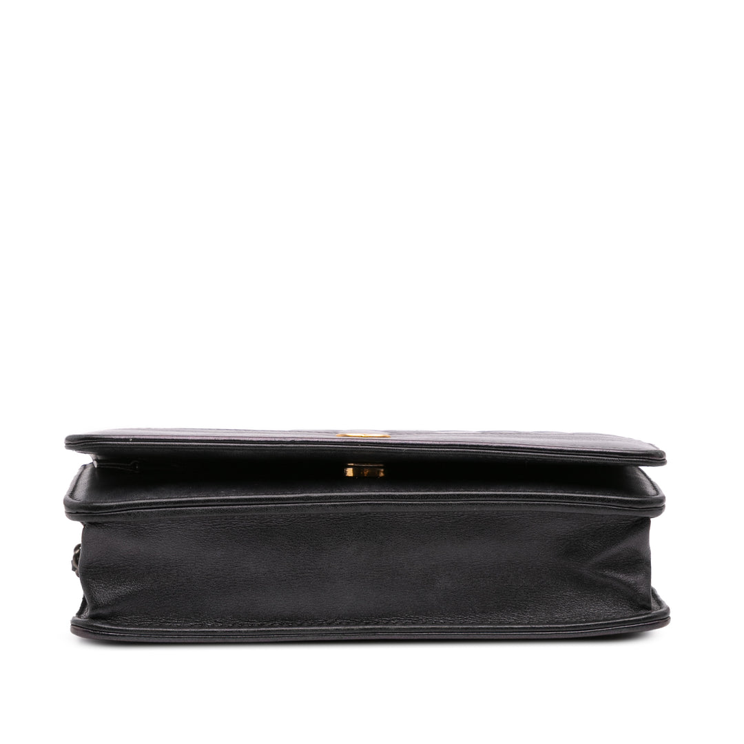 Quilted Aged Calfskin Gabrielle Wallet On Chain Black - Gaby Paris