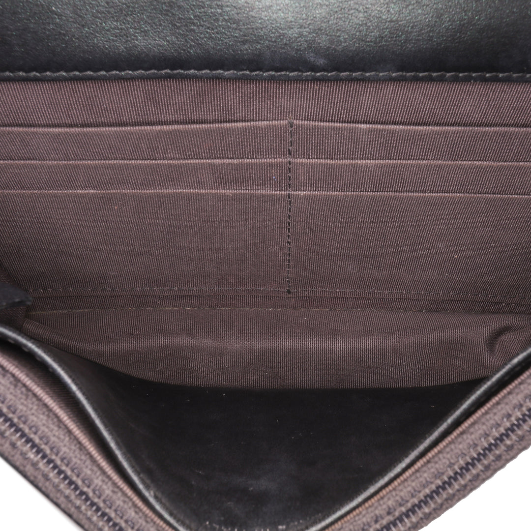 Quilted Aged Calfskin Gabrielle Wallet On Chain Black - Gaby Paris