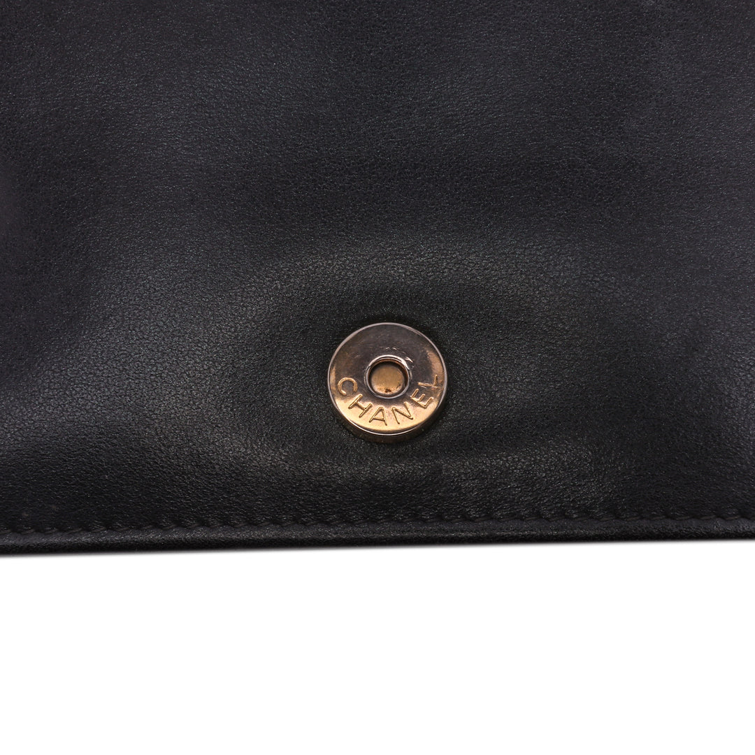 Quilted Aged Calfskin Gabrielle Wallet On Chain Black - Gaby Paris