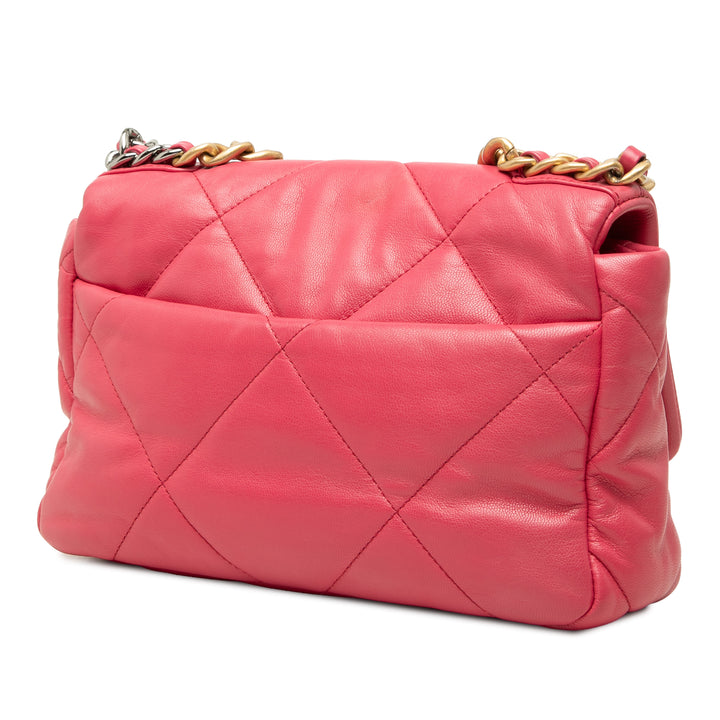 Chanel 19 à rabat Moyen Cuir d'agneau Rose