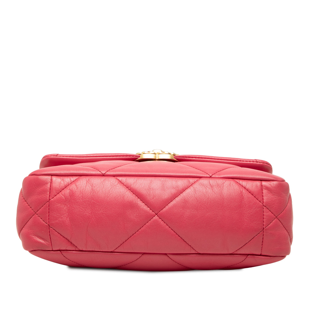 Chanel 19 à rabat Moyen Cuir d'agneau Rose