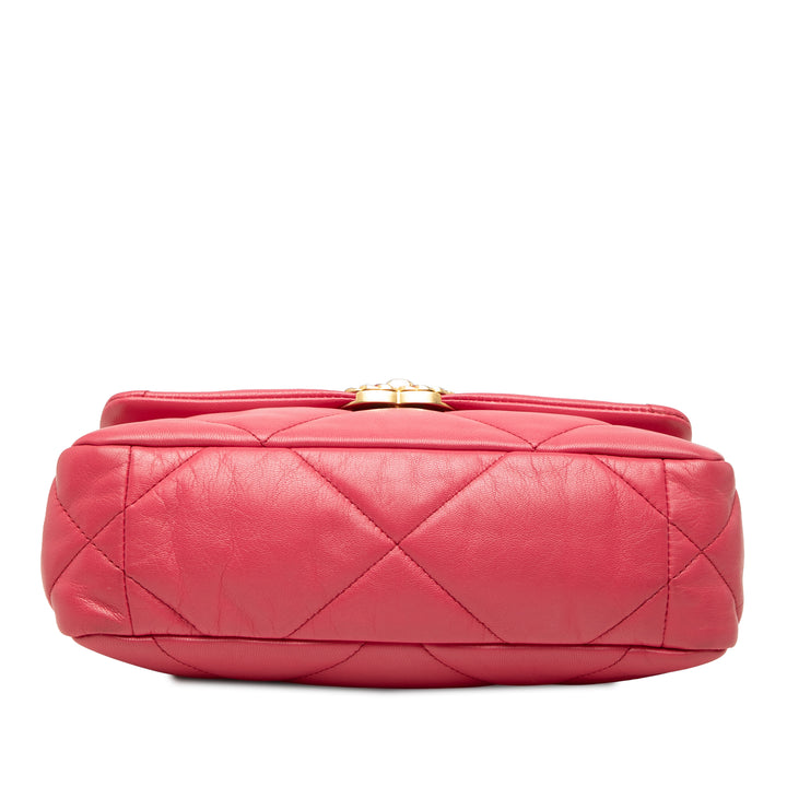 Chanel 19 à rabat Moyen Cuir d'agneau Rose