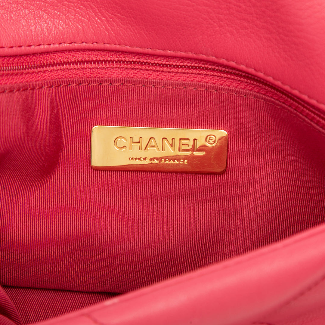 Chanel 19 à rabat Moyen Cuir d'agneau Rose