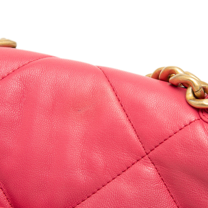 Chanel 19 à rabat Moyen Cuir d'agneau Rose