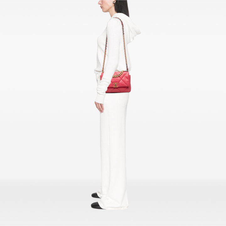 Chanel 19 à rabat Moyen Cuir d'agneau Rose