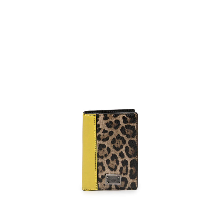 Dolce & Gabbana Porte-cartes Leopard Imprimé Dauphine Deux volets Cuir de veau Marron – vue principale – GABY PARIS