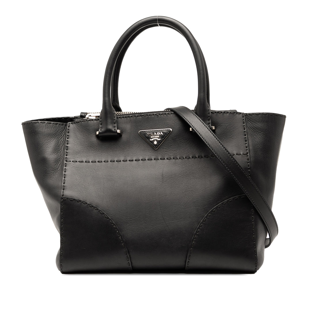 Prada Small City Veau Surpiqué Twin Pocket Sac
