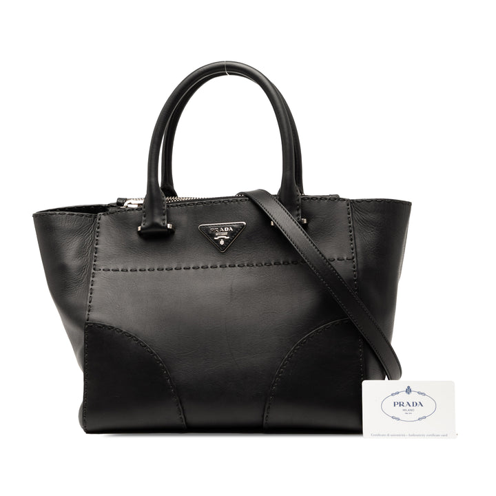 Prada Small City Veau Surpiqué Twin Pocket Sac