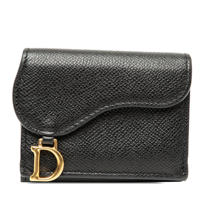 Dior Cuir de veau grainé Saddle Trifold Portefeuille