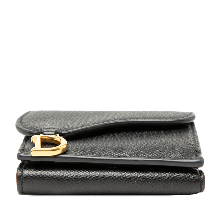 Dior Cuir de veau grainé Saddle Trifold Portefeuille