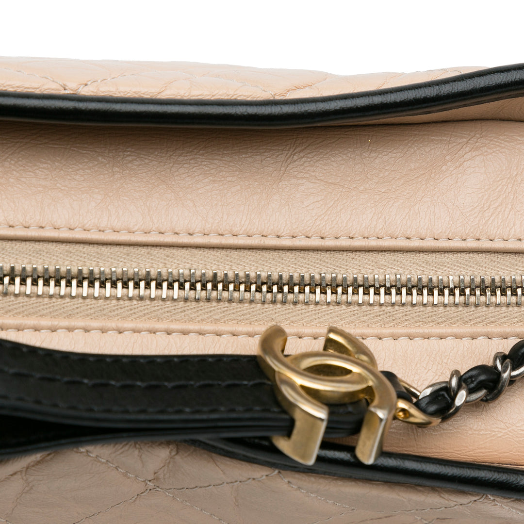 Medium Bicolor Lambskin Gabrielle Crossbody Brown - Gaby Paris