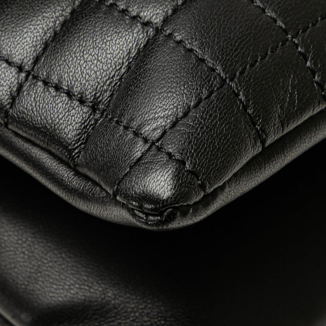 Choco Bar Calfskin No. 5 Camellia CC Shoulder Bag Black - Gaby Paris